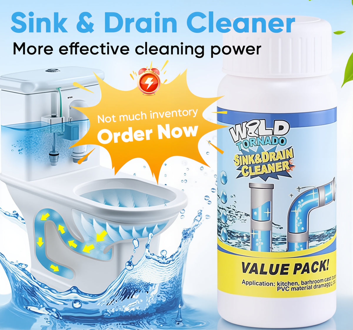 Wild Tornado Sink Drain Cleaner Hydro Clean